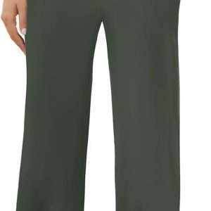 Womens Wide Leg Yoga Pants Crossover Work Dress Pants Lounge Sweatpants Casual Trousers with Pockets