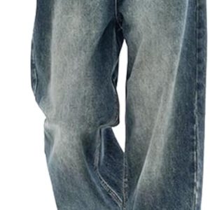 Women Baggy Jeans Mid-Low Waist Boyfriend Streetwear Vintage Jeans Wide Leg Denim Pants
