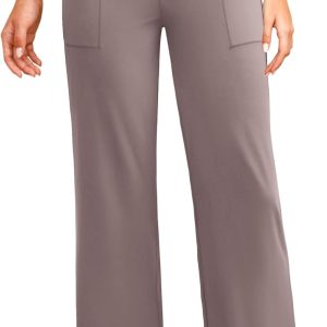Wide Leg Yoga Pants Women Elastic High Waisted Lounge Pants Loose Causal Comfy Trousers with Pockets