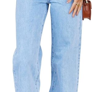Women's High Waisted Jeans Boyfriend Baggy Straight Leg Casual Denim Pants