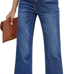 Womens Flare Jeans High Waisted Wide Leg Baggy Jean for Women Stretch Denim Pants
